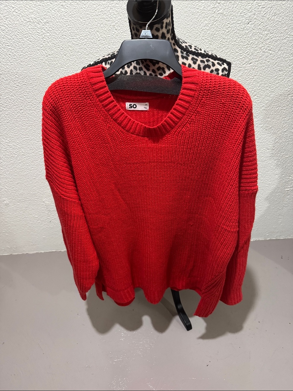 SO Red Scoop-Neck Knit Sweater - Women's